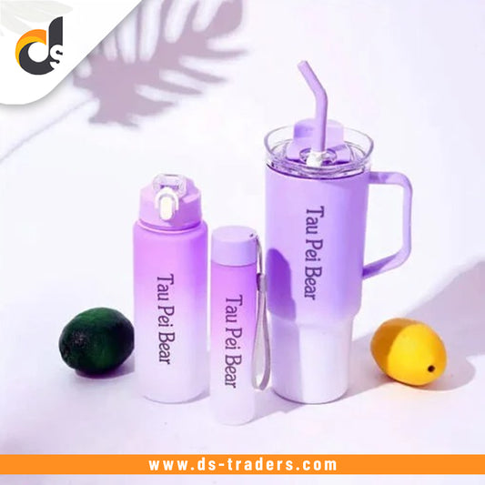 Glass Water Tumbler with Silicone Protective Sleeve Bamboo Starw & Lid